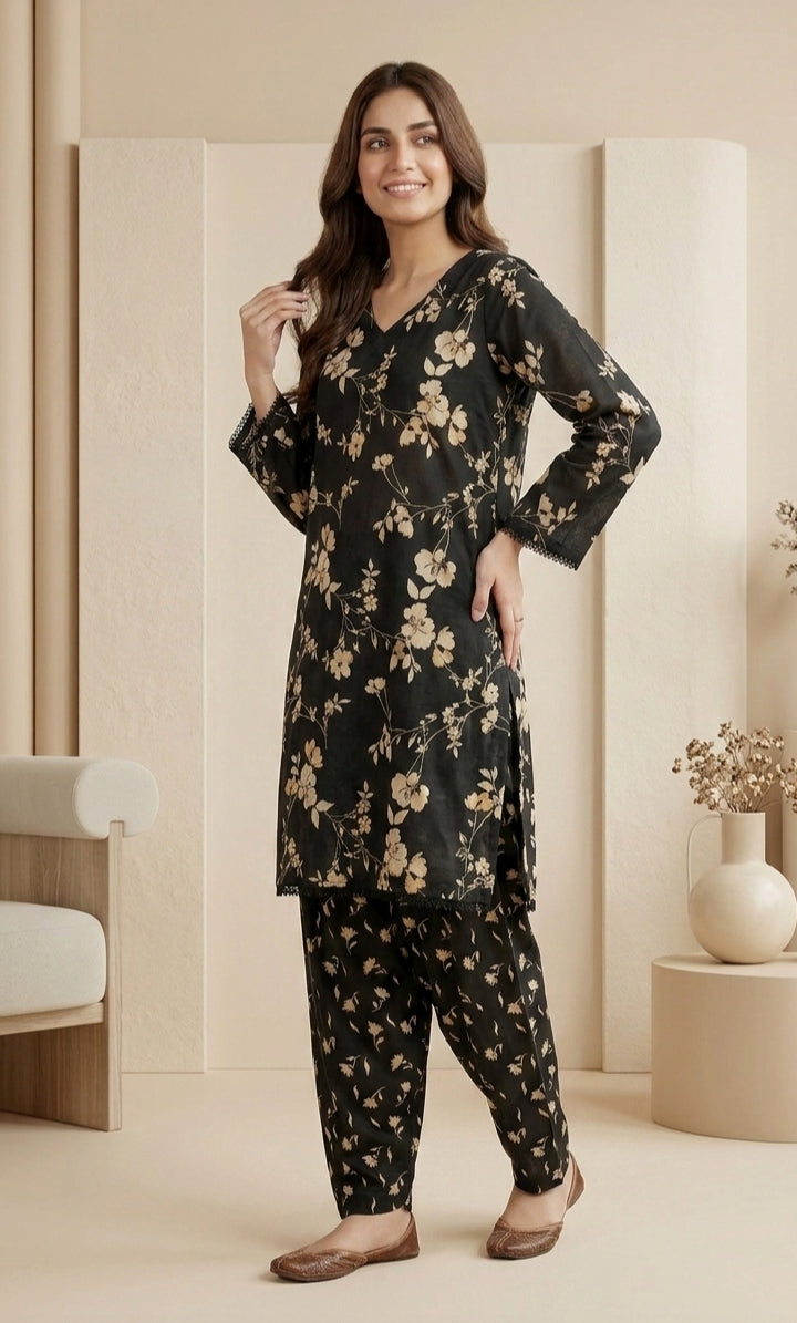 Sophisticated Floral Elegance Co-ord Short