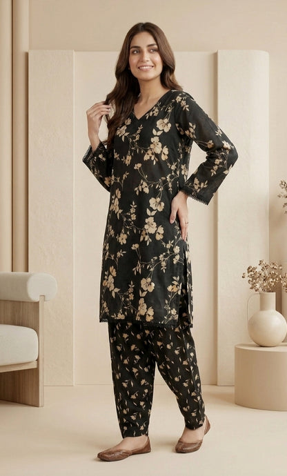 Sophisticated Floral Elegance Co-ord Short