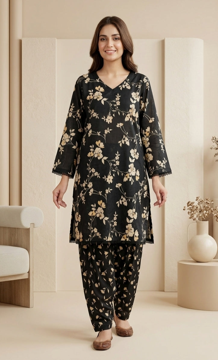 Sophisticated Floral Elegance Co-ord Short